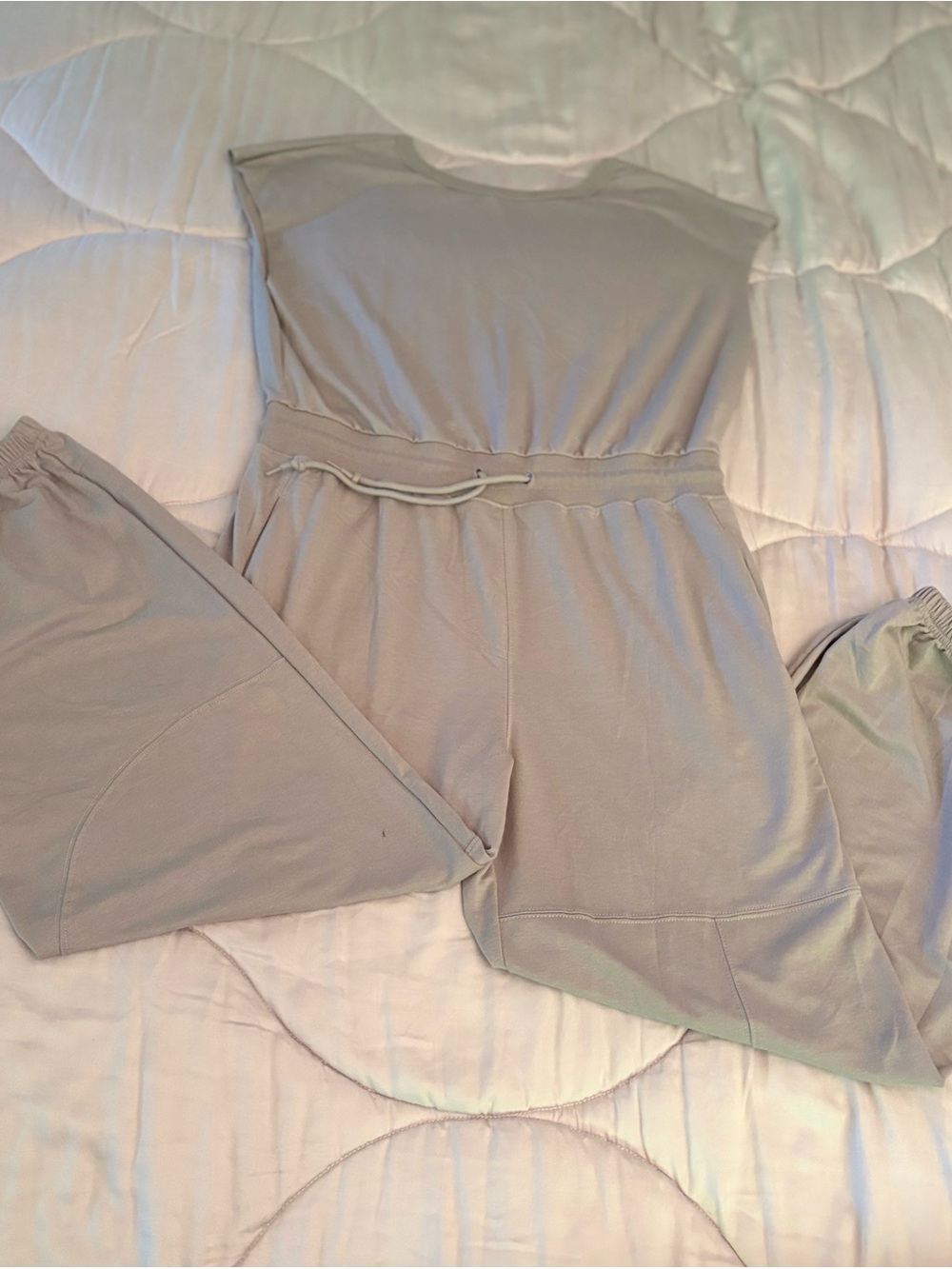 Women’s Light Gray Jumpsuit for Lounging, Gym or Casual Wear